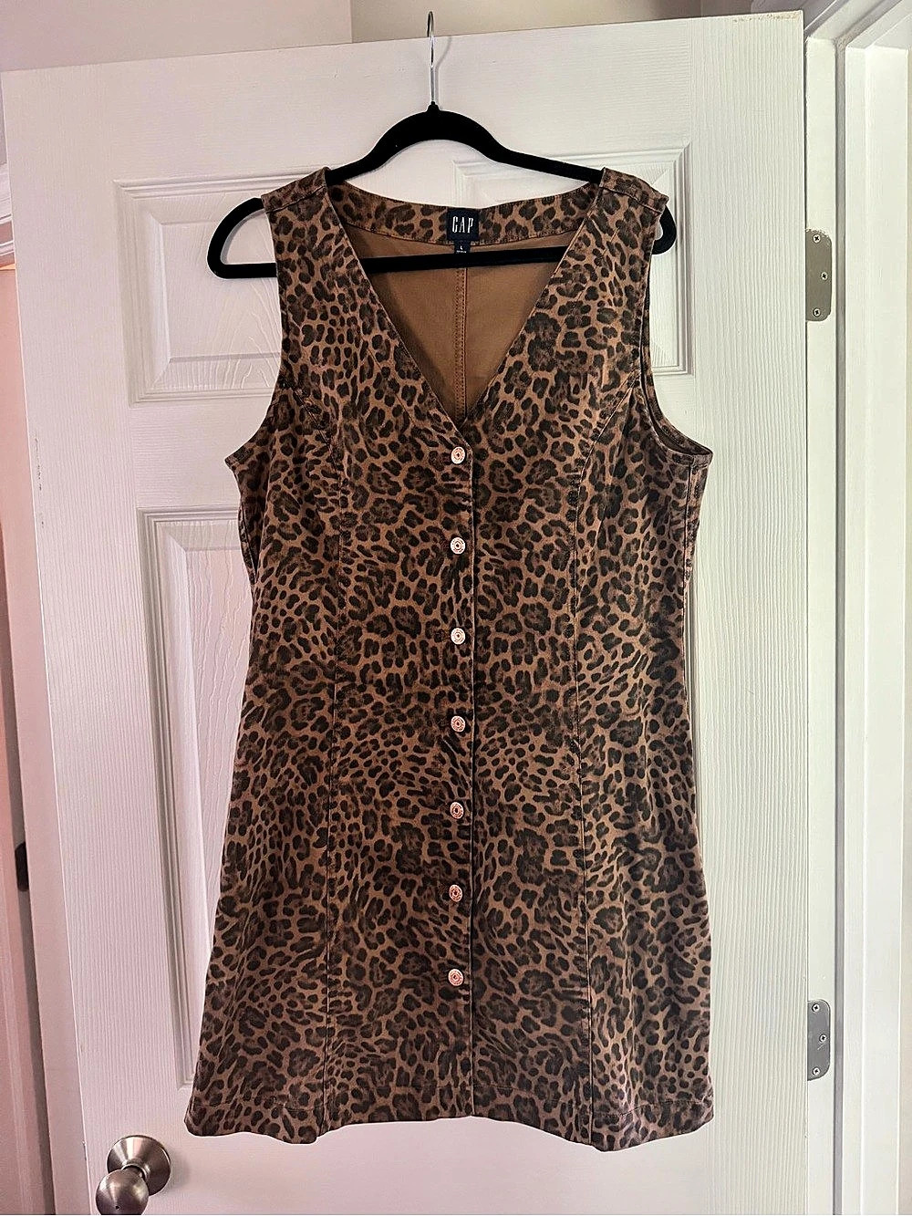 GAP Leopard Denim Mini Dress